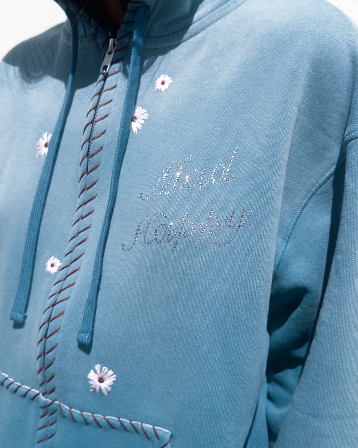 Crystal Flower Zip Up Hoodie