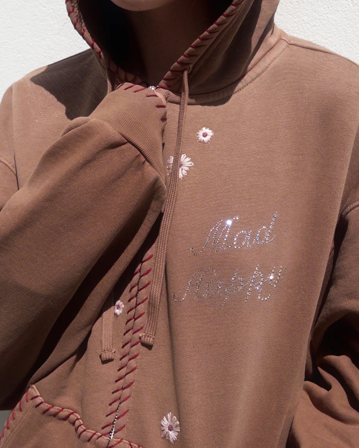 Crystal Flower Zip Up Hoodie